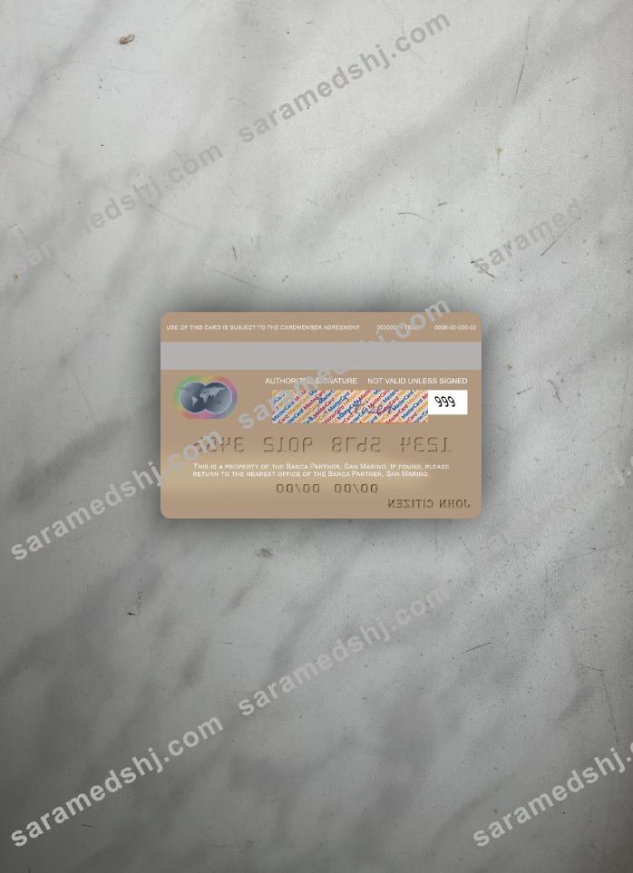 San Marino Banca Partner mastercard photolook back